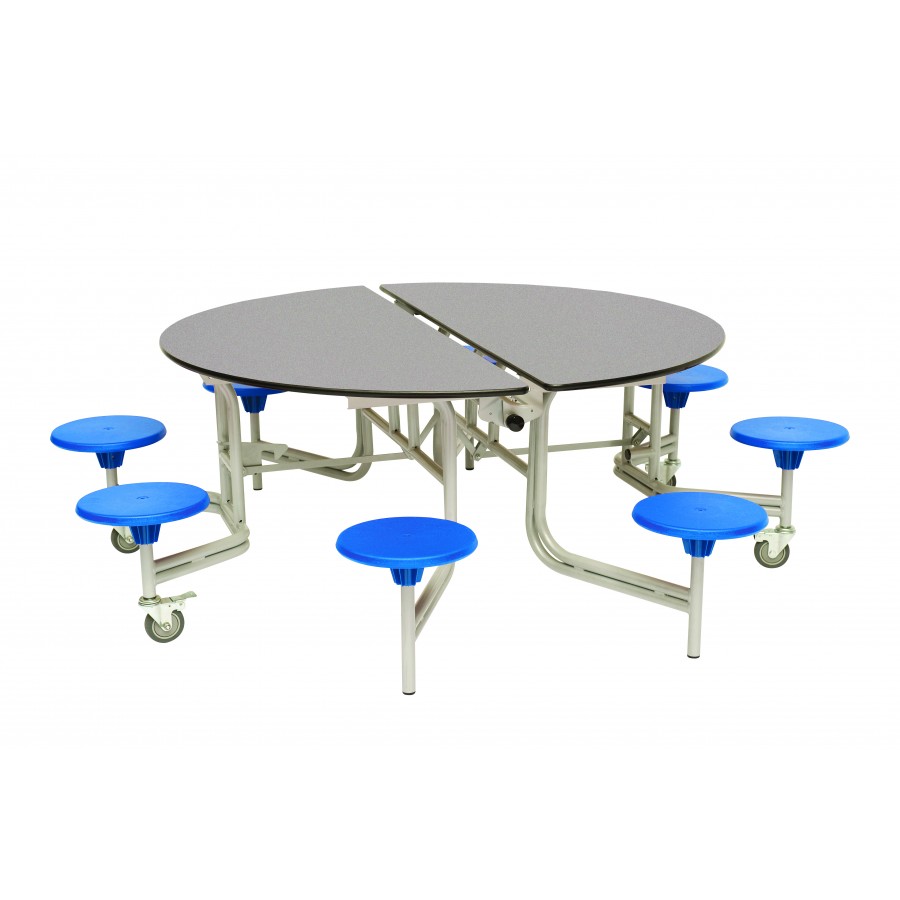 Round Mobile Folding Dining Table with 8 Seats